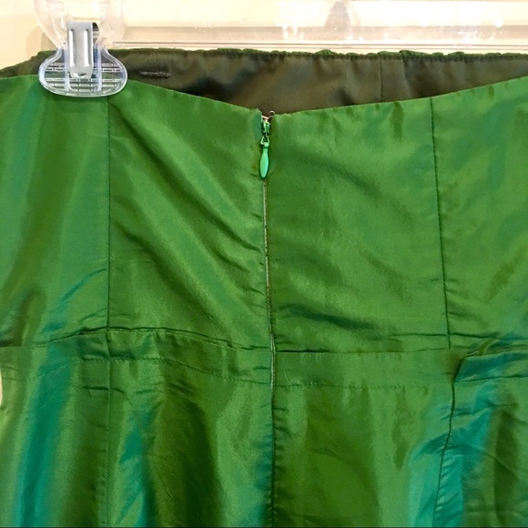{J. Crew} Bright Green Silk Lined Strapless Dress - Picture 4 of 7